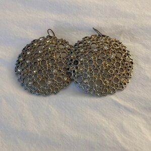 Elegant Gold and Silver Circle Earrings 1 1/2” with crystals
